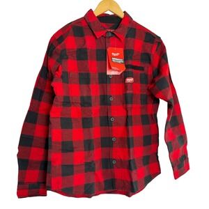 Milwaukee Gridiron Flannel Shirt Mens Medium Red Black Buffalo Plaid M551R-M NWT
